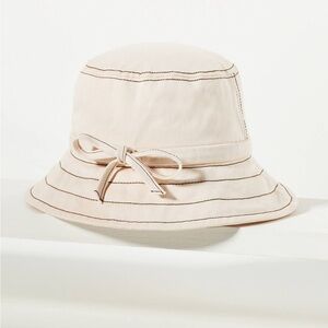 By Anthropologie Contrast Tie Cotton Bucket Hat